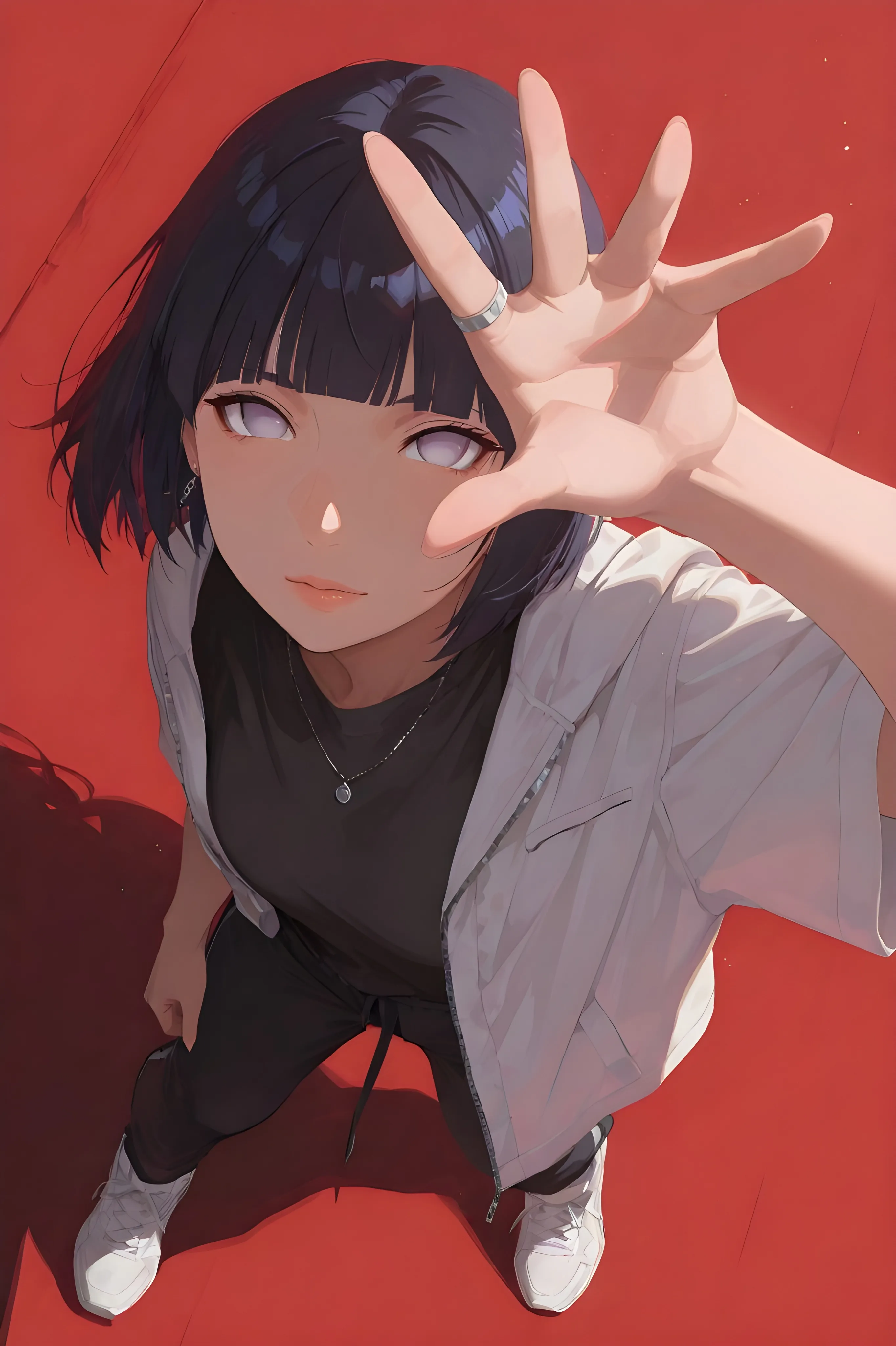 Aesthetic Anime Portrait with Balanced Neutral Tones – 4K Mobile Wallpaper